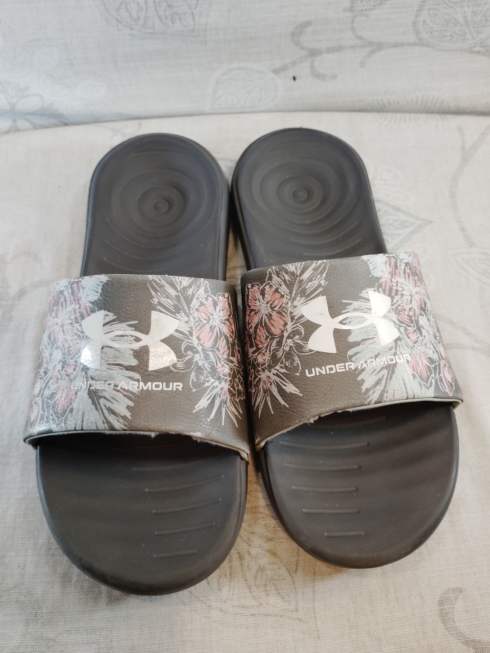 Under Armour Gray Floral Slide Sandals
